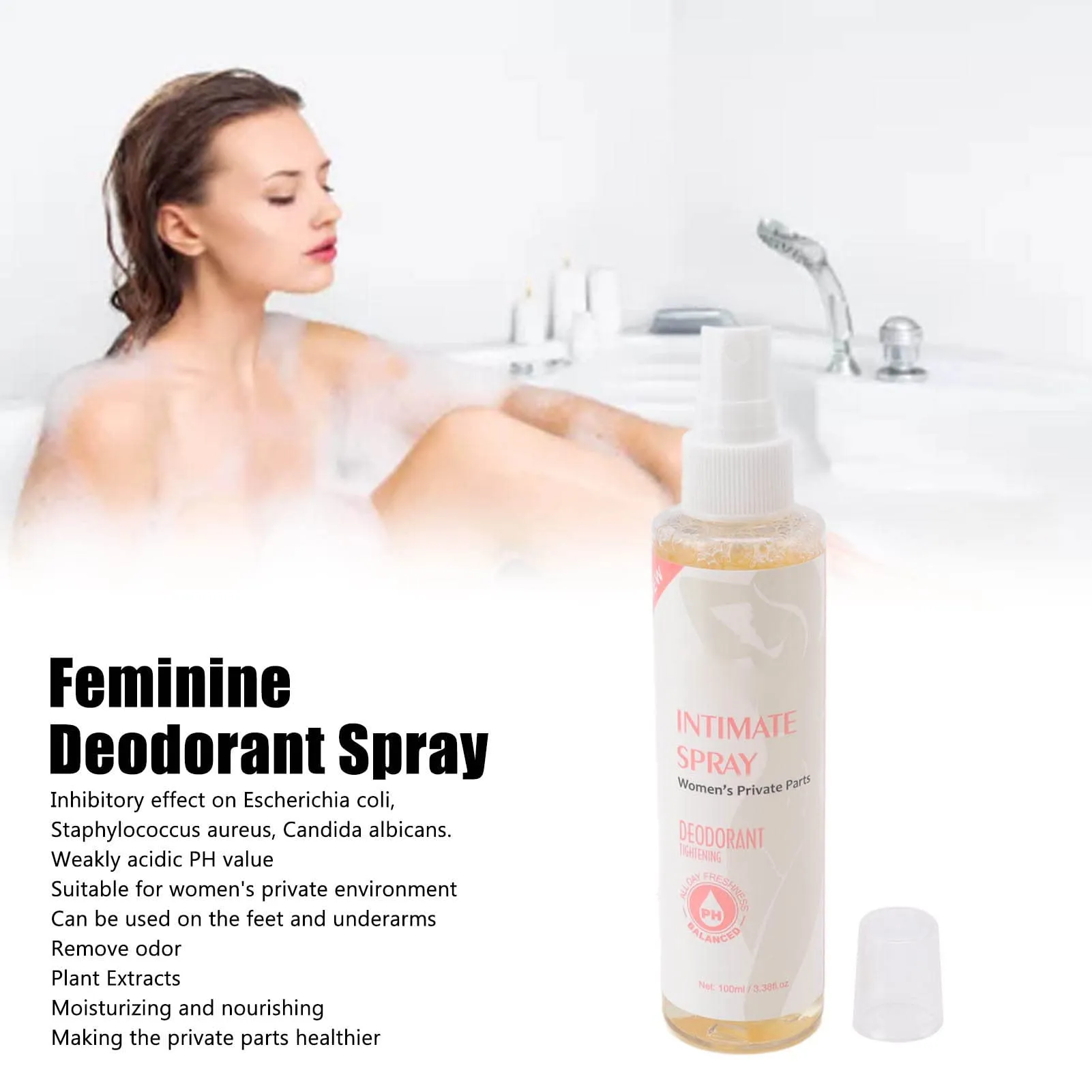 100ml Intimate Spray, Feminine Deodorant Spray, Portable Herbal Extracts Feminine Private Parts Cleaning Deodorant Spray