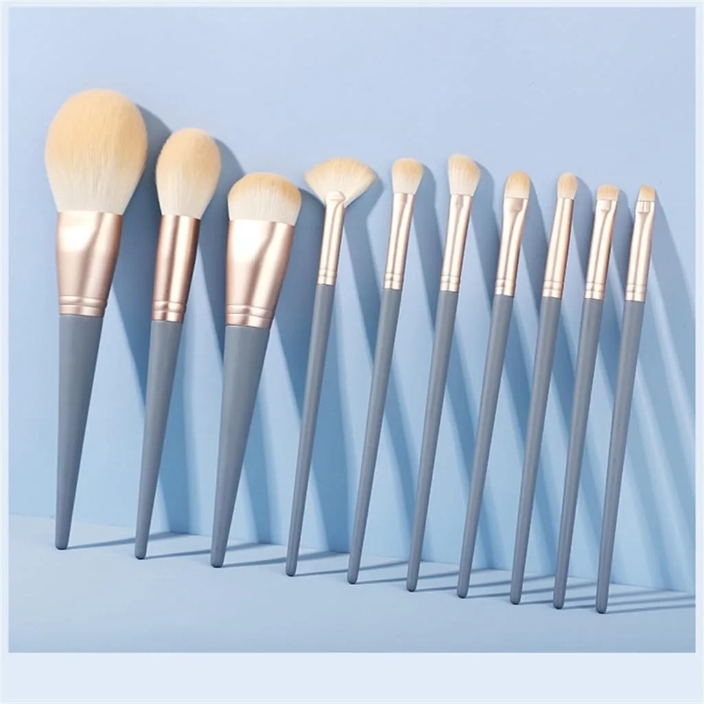 10pcs Bridge Makeup Brush Set Loose Powder Brush Eyeshadow Brush Foundation Brush Soft Hair