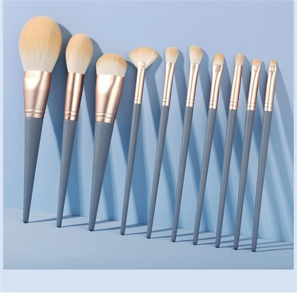 10pcs Bridge Makeup Brush Set Loose Powder Brush Eyeshadow Brush Foundation Brush Soft Hair