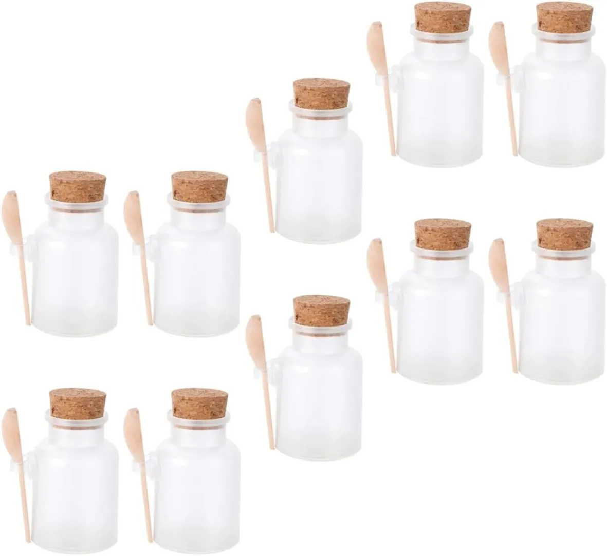 10Pcs Empty Bath Salt Transparent Frosted Cosmetic Powder Containers with Spoon Moisture Storage for Talcum Powder Body Care