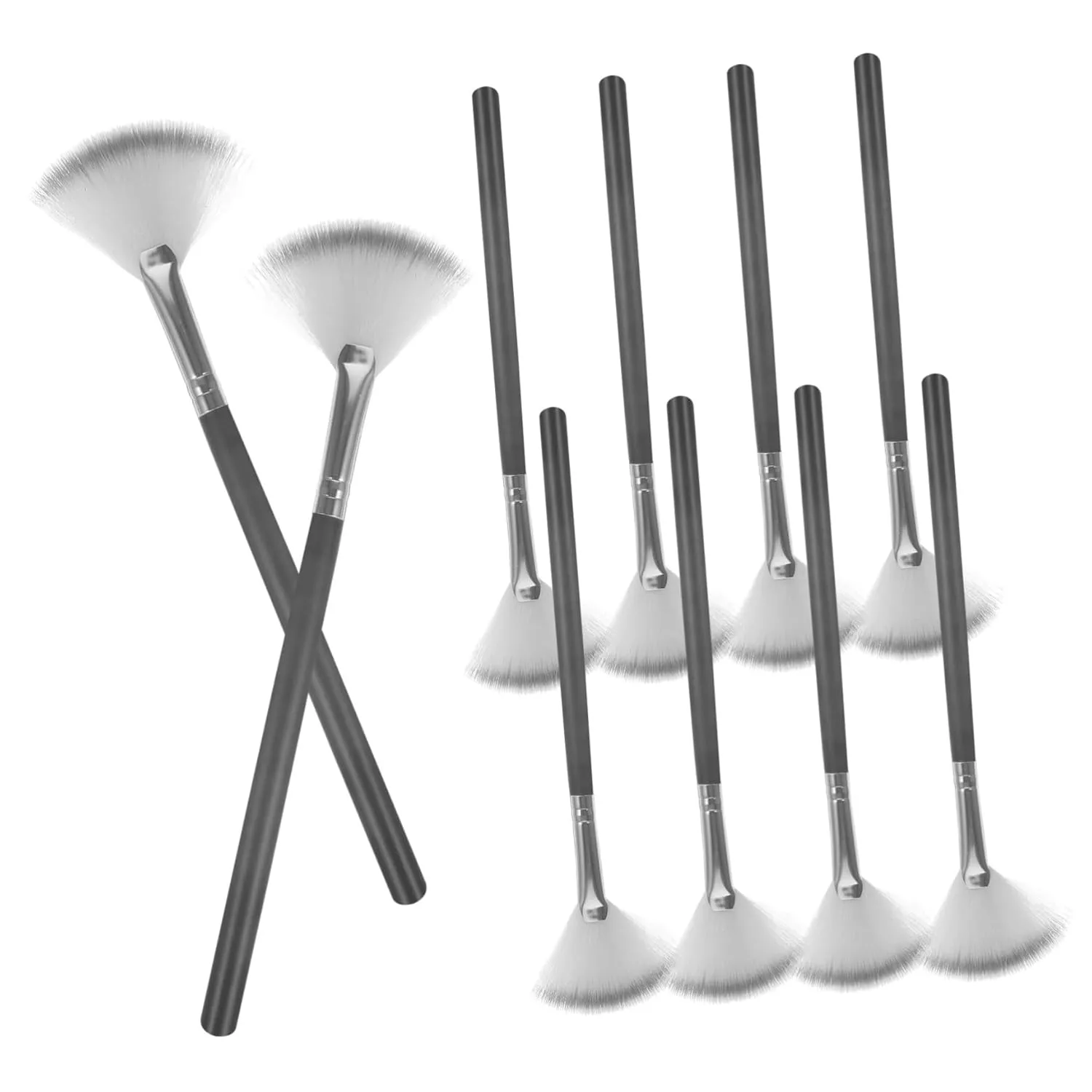 10pcs Fan Makeup Brushes for Highlighter Blush and Loose Powder Versatile Acid Applicator for Effortless Application and Comfortable Grip and Design