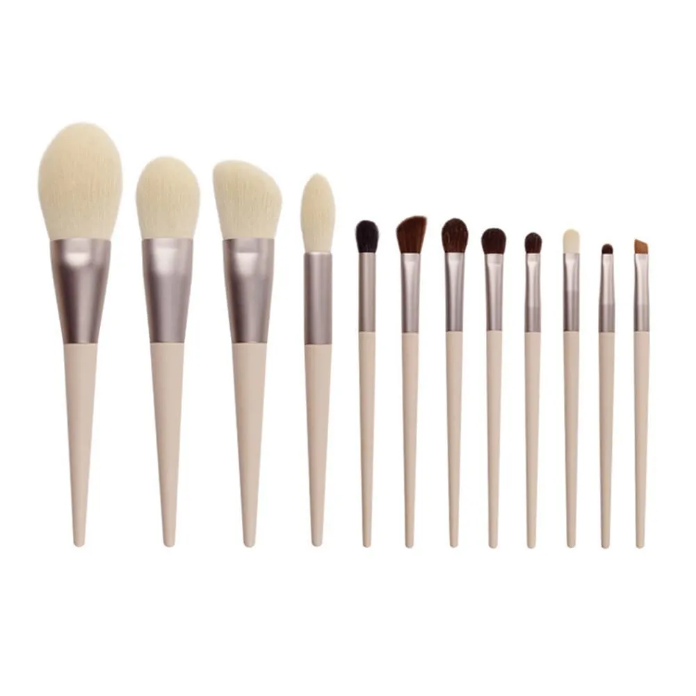 12 Pcs Morandi makeup brush set soft-bristled facial mask brush makeup brush contouring eye shadow loose powder blush concealer brush ?(One Color)