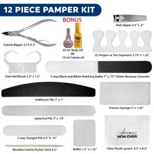 13-Piece Deluxe Manicure-Pedicure Kit with Juicy by Mon Cheri Cuticle Oil Gift Set