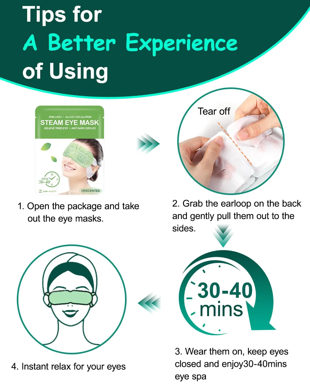 16 Packs Steam Eye Masks for Dry Eyes, SPA Warm Eye Mask, Relief Eye Fatigue Hot Sleep Eye Mask for Puffy Eyes Mask, Disposable Moist Heating Compress Pads for Sleeping- Unscented3 Unscented