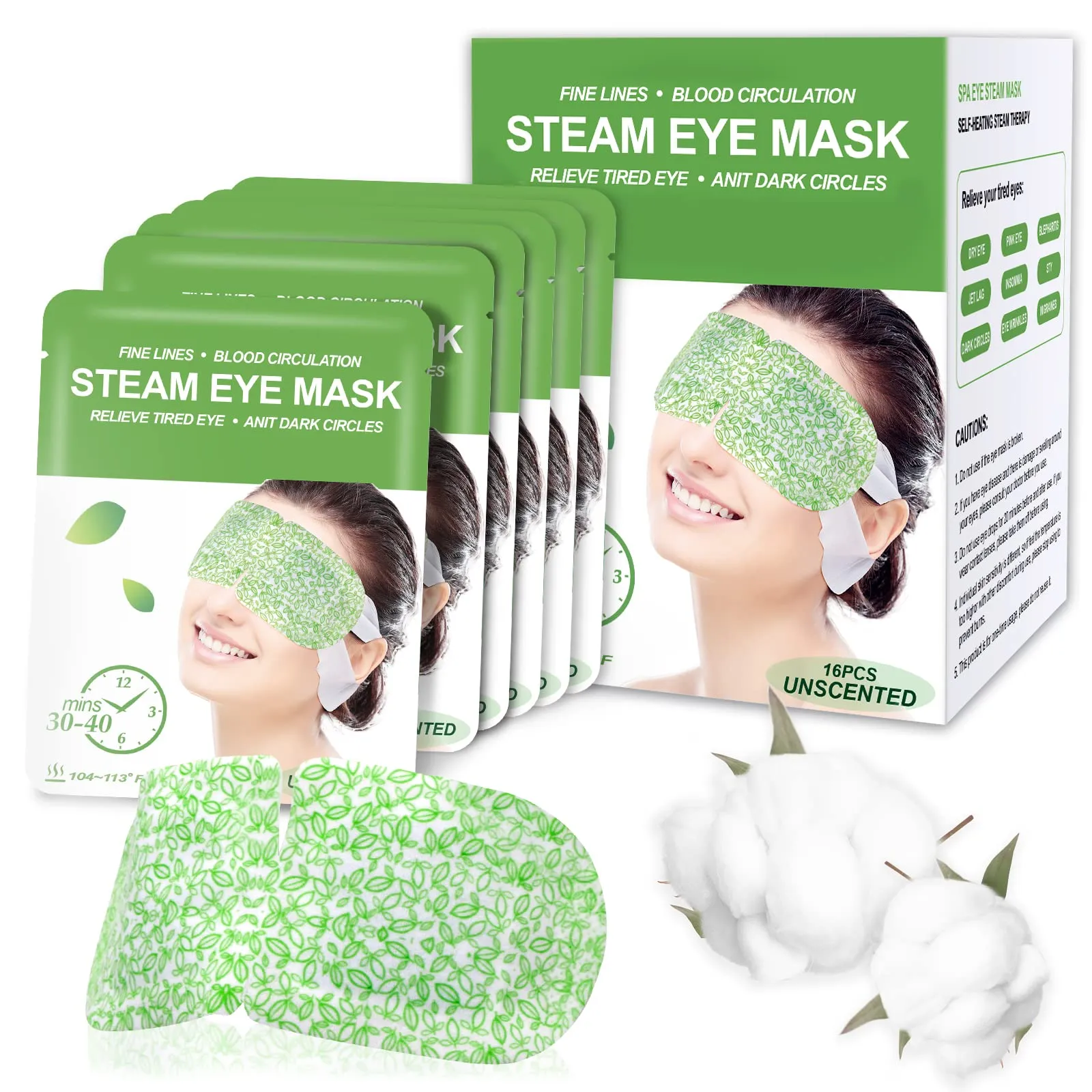 16 Packs Steam Eye Masks for Dry Eyes, SPA Warm Eye Mask, Relief Eye Fatigue Hot Sleep Eye Mask for Puffy Eyes Mask, Disposable Moist Heating Compress Pads for Sleeping- Unscented3 Unscented
