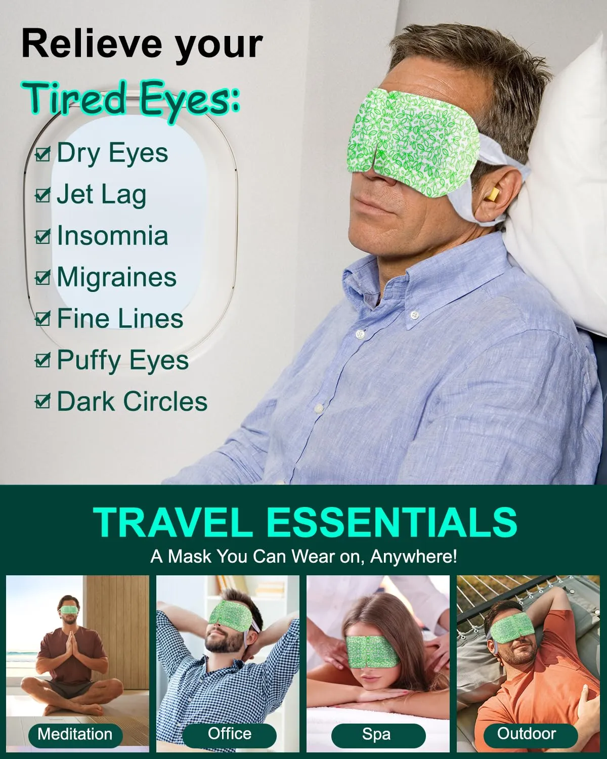16 Packs Steam Eye Masks for Dry Eyes, SPA Warm Eye Mask, Relief Eye Fatigue Hot Sleep Eye Mask for Puffy Eyes Mask, Disposable Moist Heating Compress Pads for Sleeping- Unscented3 Unscented