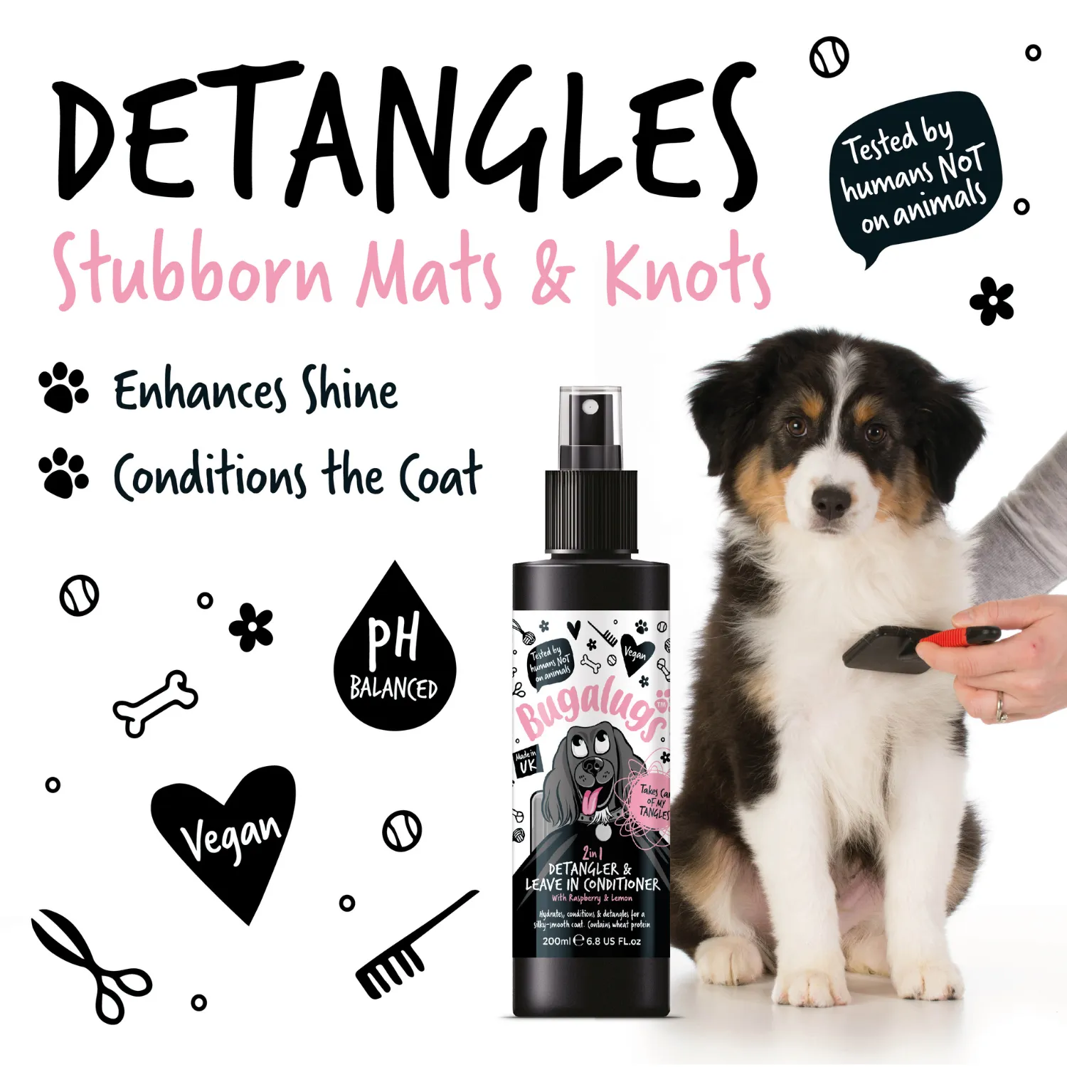 2 in 1 Detangler & Leave in Conditioner with Raspberry & Lemon for Dogs