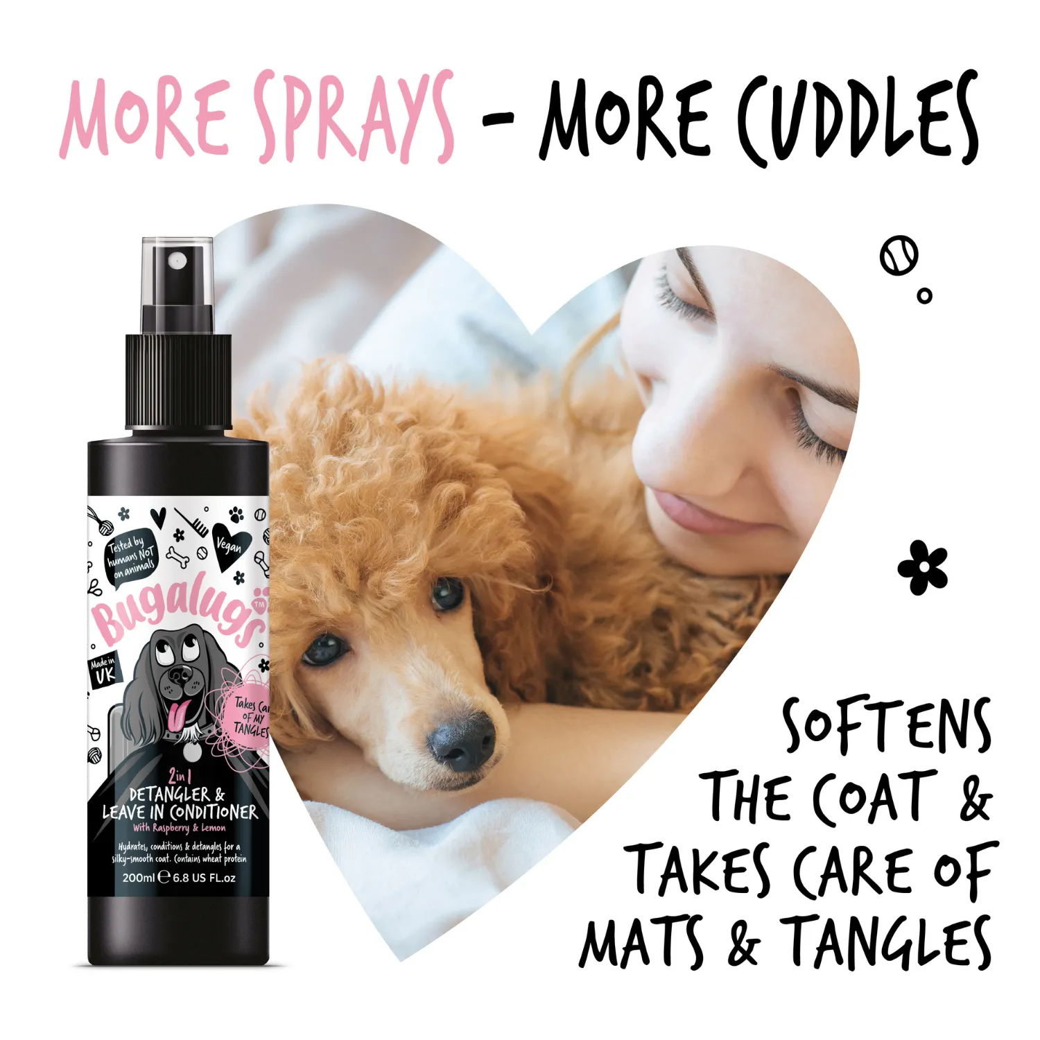 2 in 1 Detangler & Leave in Conditioner with Raspberry & Lemon for Dogs