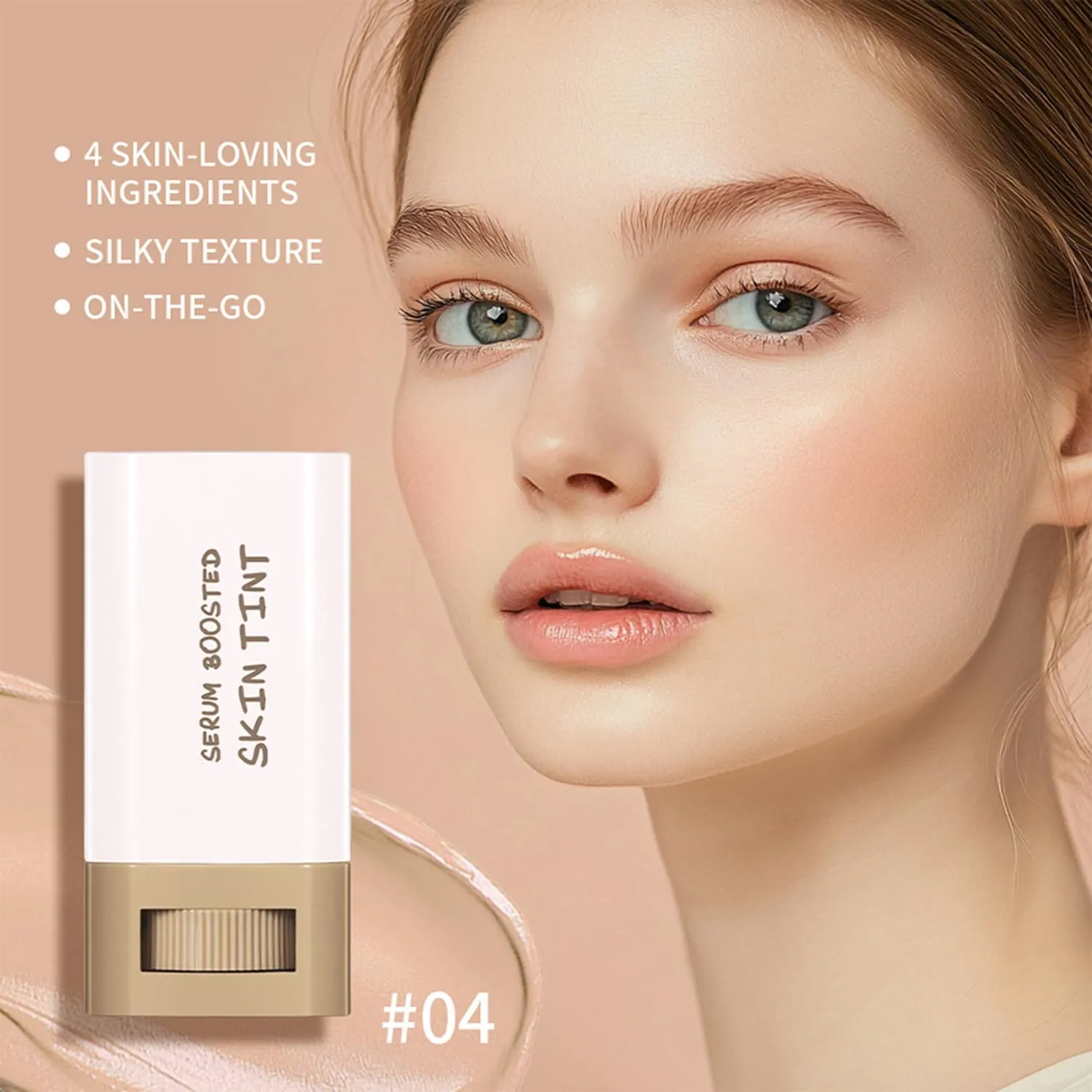 2 Pcs Foundation Stick Beauty Balm Serum Boosted Skin Tint Solid Tinted Moisturizing Serum Contour Stick Foundation for Women Natural Finish Makeup (#03, 0.63 OZ)