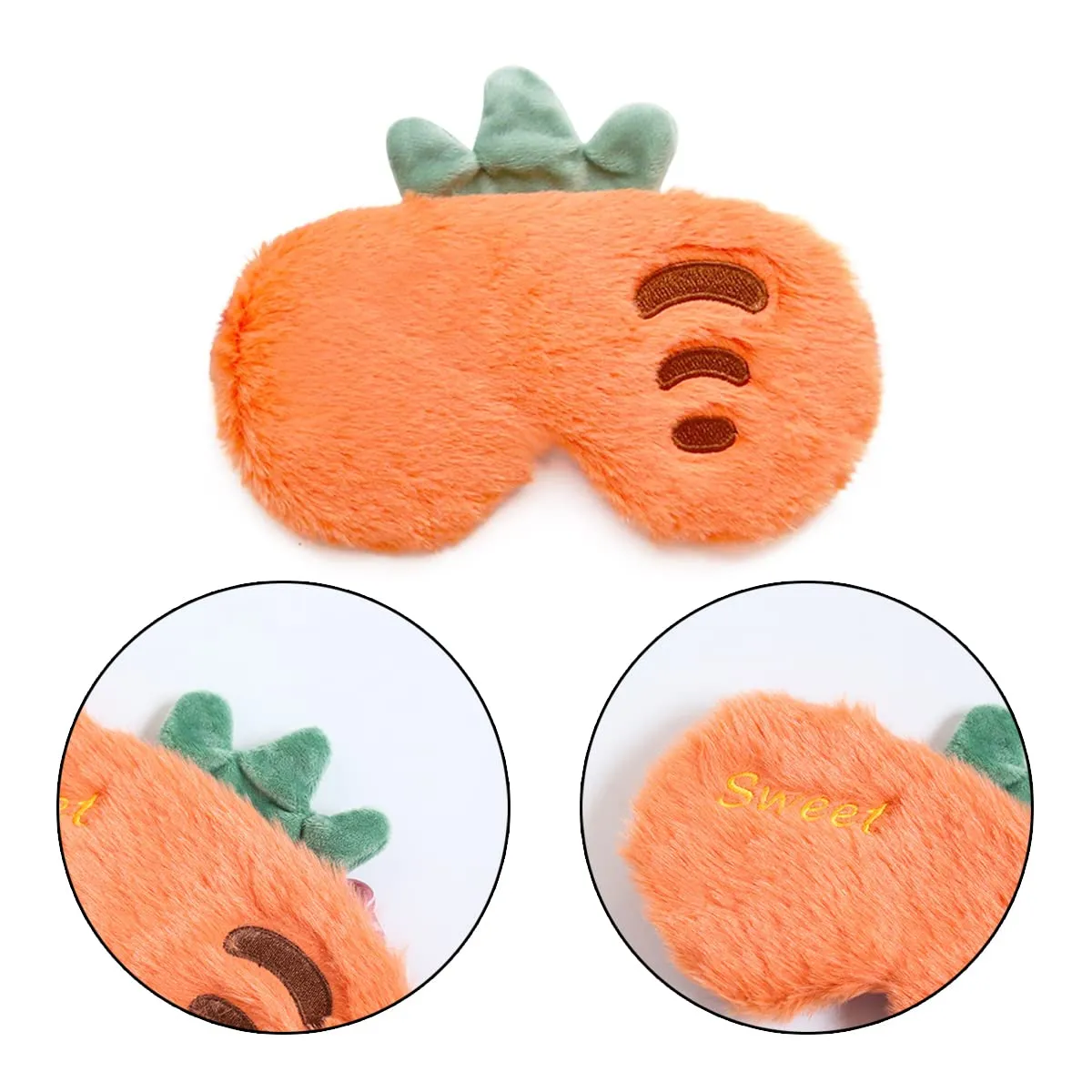 2 Pcs Plush Fluffy Sleep Eye Mask Cute Cartoon Vegetable Sleep Eye Mask Elastic Sleep Eye Mask for Travel Office Home Sleeping