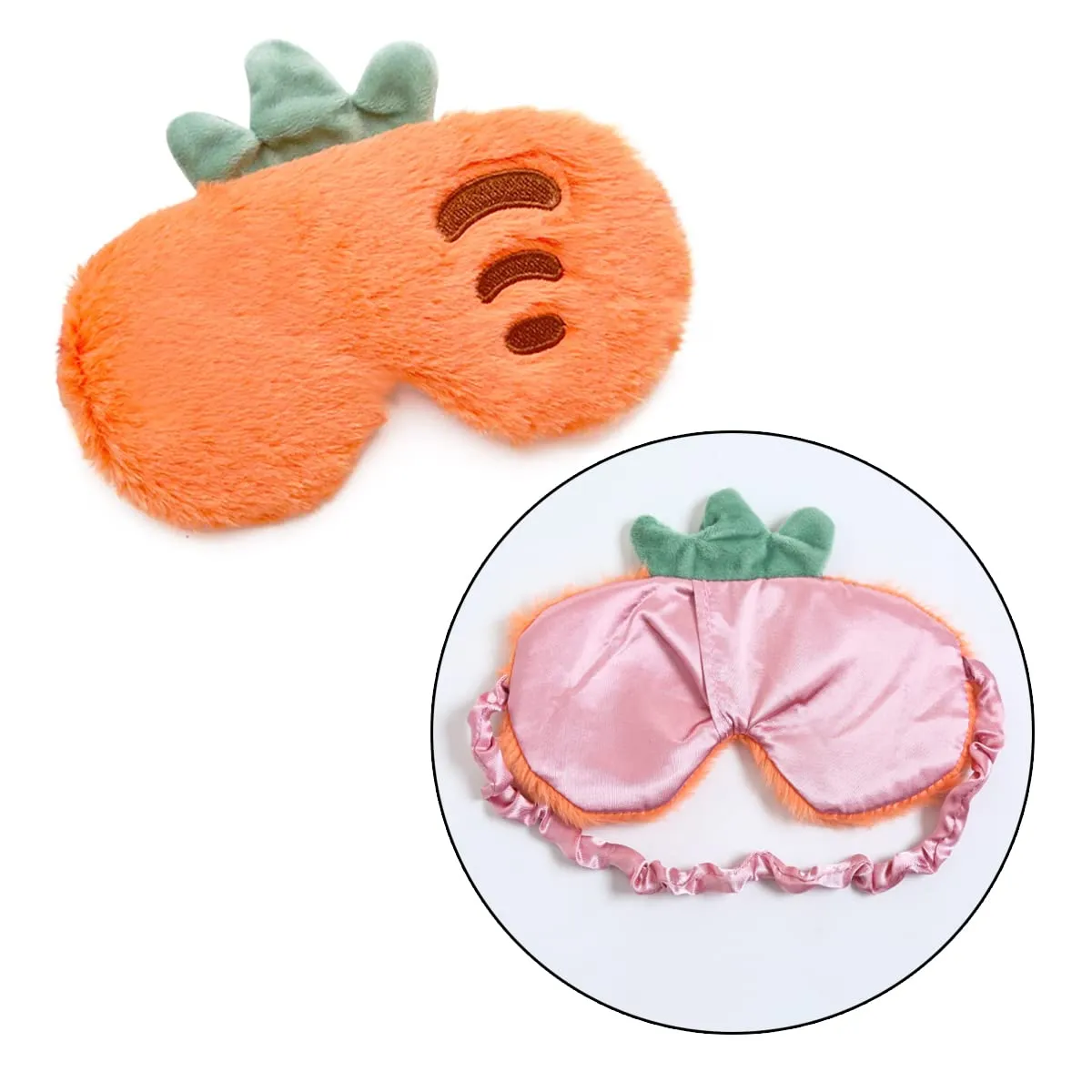 2 Pcs Plush Fluffy Sleep Eye Mask Cute Cartoon Vegetable Sleep Eye Mask Elastic Sleep Eye Mask for Travel Office Home Sleeping
