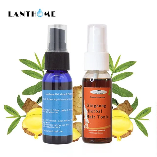2pc Herbal Hair Tonic Spray Baldness Anti Hair Loss Treatment Alopecia Men Hair Care Women Fast Growth Hair Essence Vitamins Oil