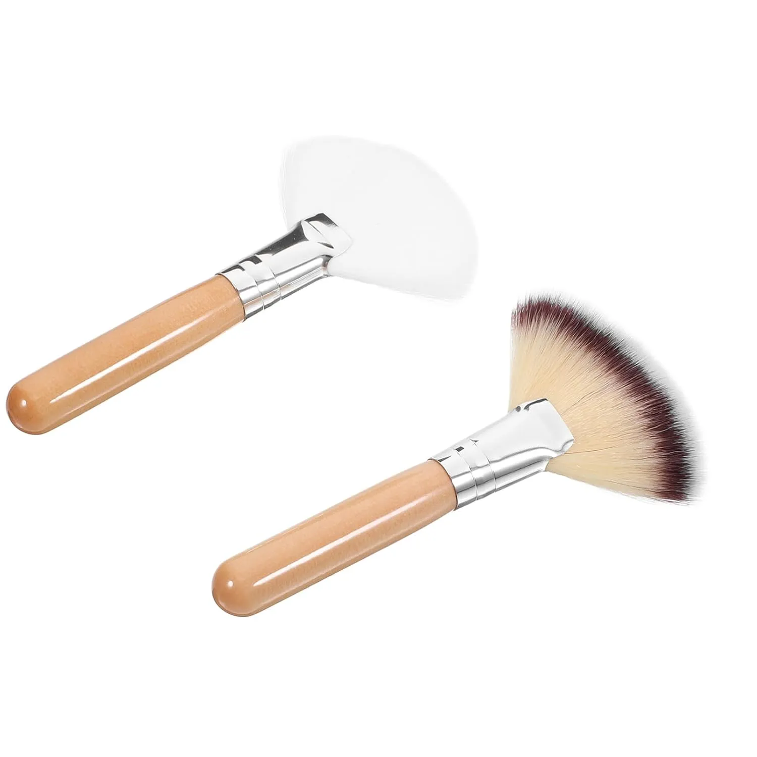 2pcs Handle Facial Makeup Brush Fluffy Setting Powder Brushes for Blending Buffing for Cheekbones Highlighting Professional Makeup Tools