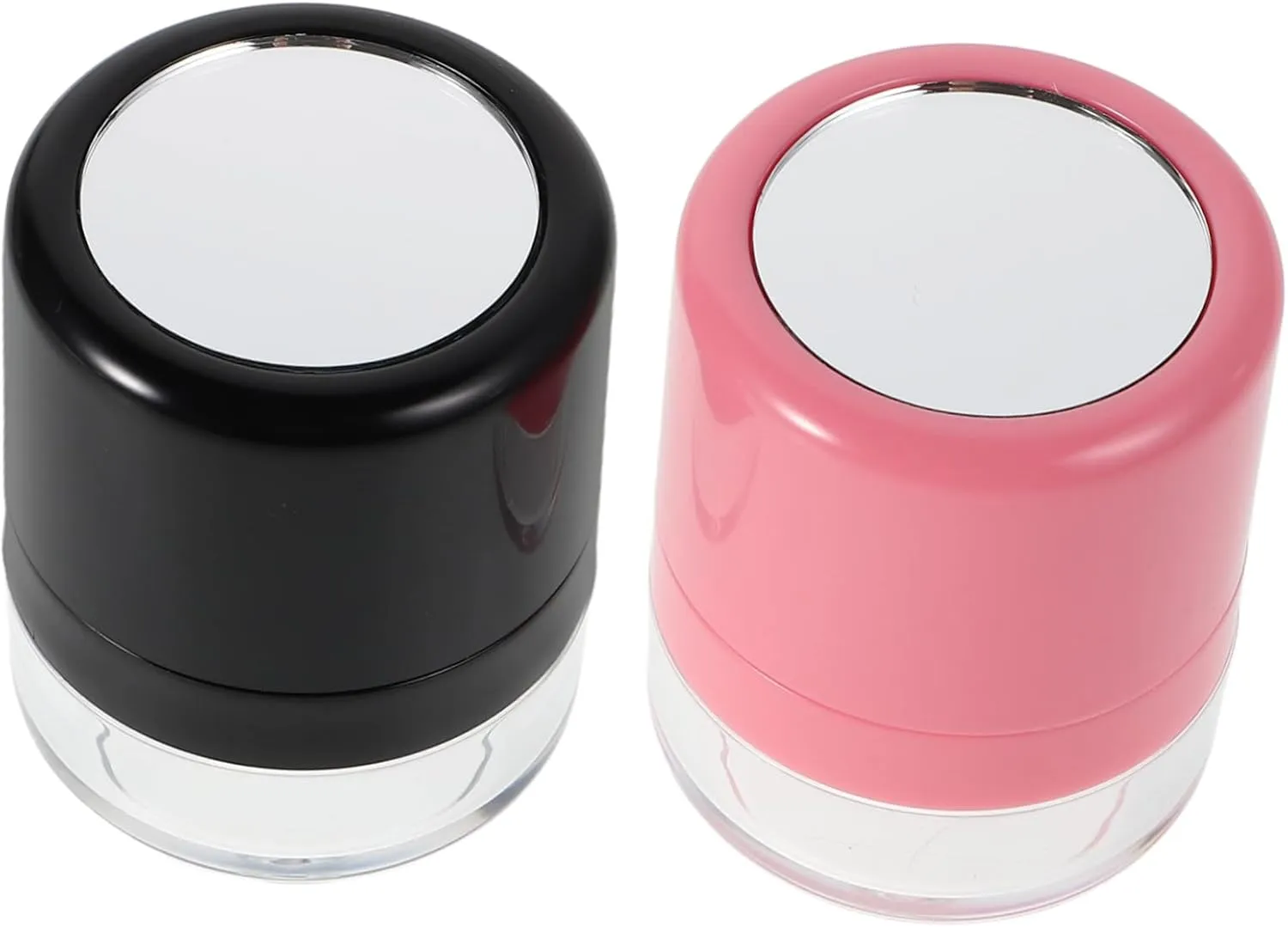 2Pcs Refillable Loose Powder Container with Mirror Portable Makeup Powder Box for Seamless Hairline Coverage Compact Design for Travel and Daily Use