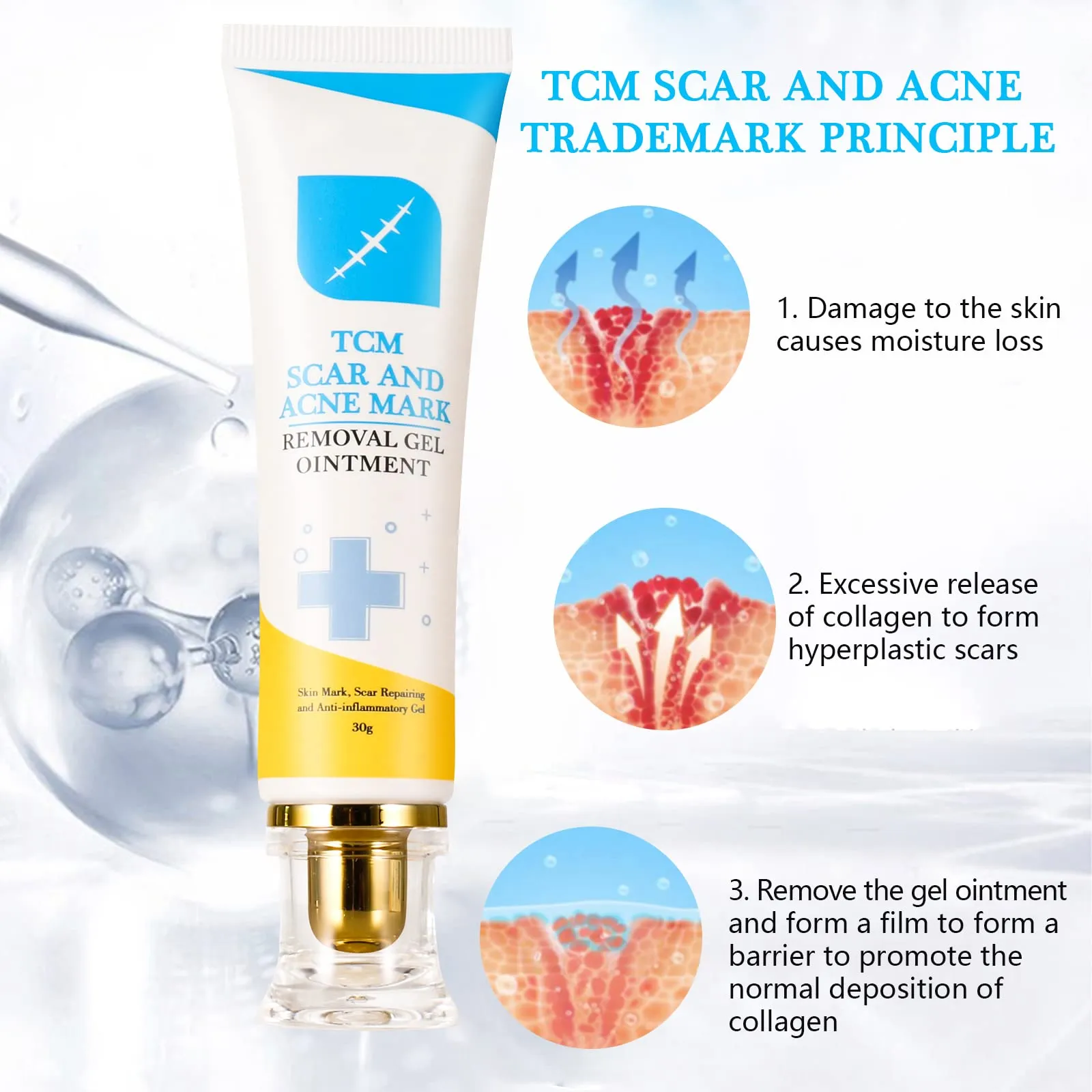 2pcs Scar and Acne Marks Removal Ointment Gel, Scar Removal Cream, Skin Repair Scars Burns Cuts, Stretch Marks, Acne Spots, Scar Gel 30gx2