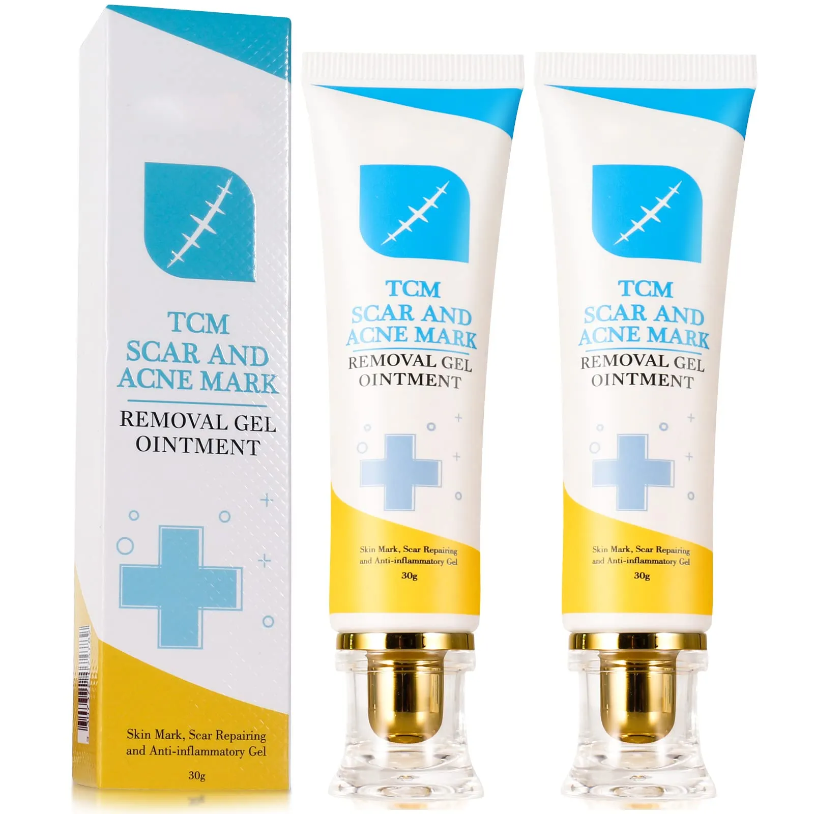 2pcs Scar and Acne Marks Removal Ointment Gel, Scar Removal Cream, Skin Repair Scars Burns Cuts, Stretch Marks, Acne Spots, Scar Gel 30gx2