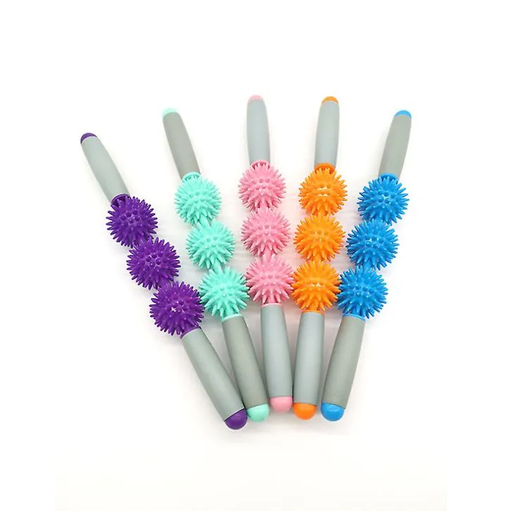 3 balls purple Back And Neck Massager,Massage stick hedgehog ball, relax muscle fitness exercise roller, yoga roller AZ21172