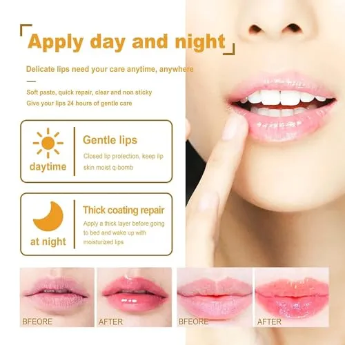 3 PCS Bee Lip Mask Honey Pot Lip Balm,Strawberry Watermelon Lip Mask Overnight Hydrating Dry and Crack Lip Scrubs Exfoliator Propolis Lip Sleeping Mask (Strawberry & Watermelon & Honey)