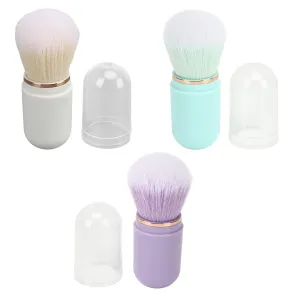 3pcs Nail Dust Cleansing Brush, Nail Art Dust Powder Remover Brush, Durable Fluffy Brush for Nail Dust, Soft Hair Comfortable Grip Loose Powder Brush with Cover, White Purple Green