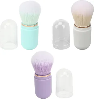3pcs Nail Dust Cleansing Brush Soft Hair Comfortable Grip Loose Powder Brush with Cover White Purple Green