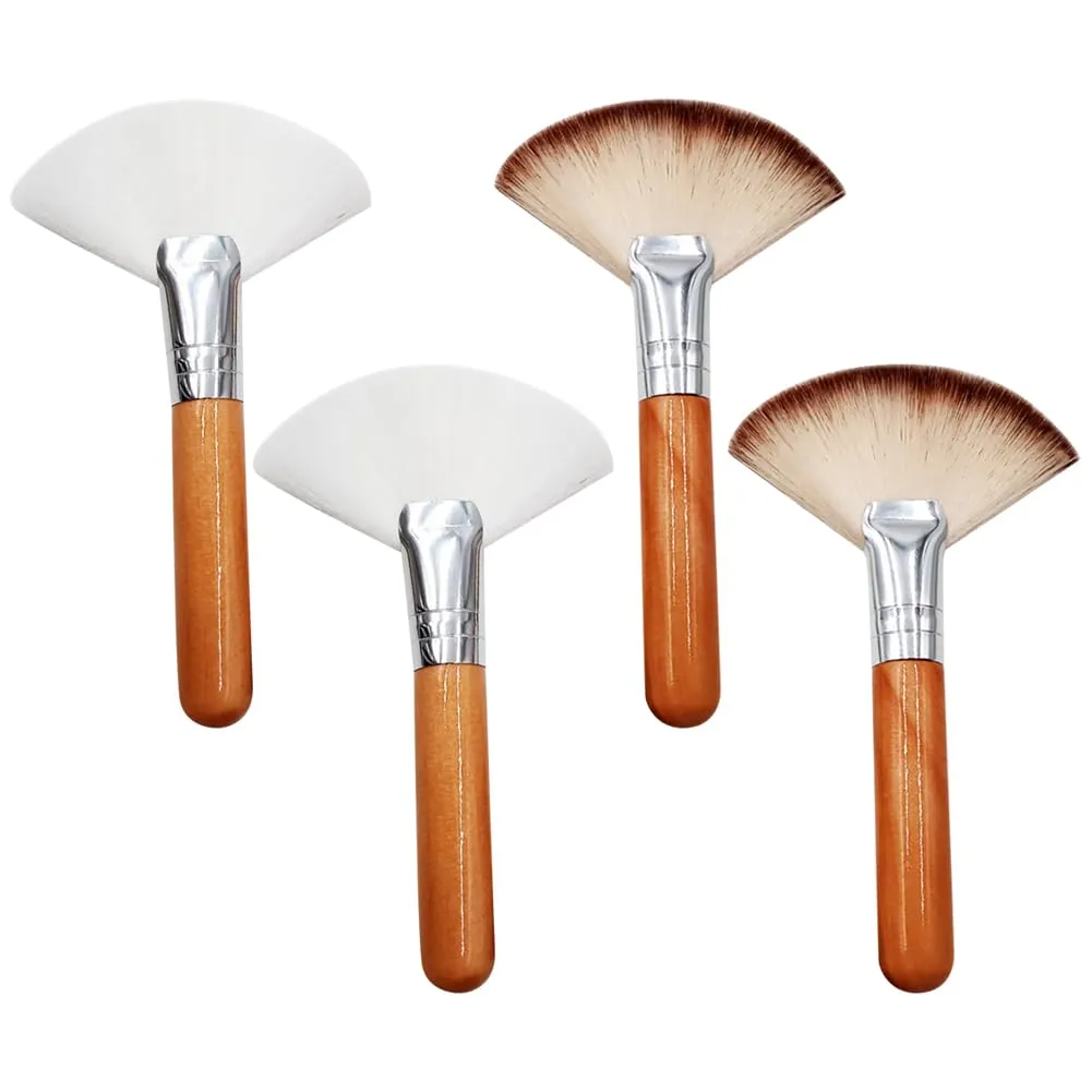 4 Pcs Facial Fan Brush Face Makeup Brushes Highlighting Blush Brush Make Up Highlighter Brush Loose Powder Brushes Cosmetic Applicator Brushes Esthetician Tools