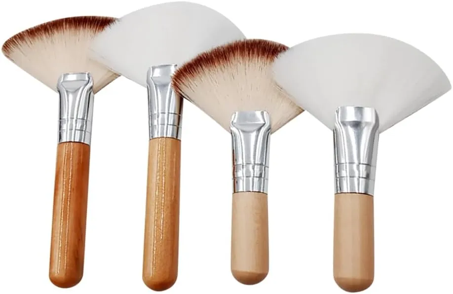4 Pcs Facial Fan Brush Face Makeup Brushes Highlighting Make Up Brush Highlighter Blush Brush Cosmetic Applicator Brushes Esthetician Brushes for Loose Powder Mud Cream