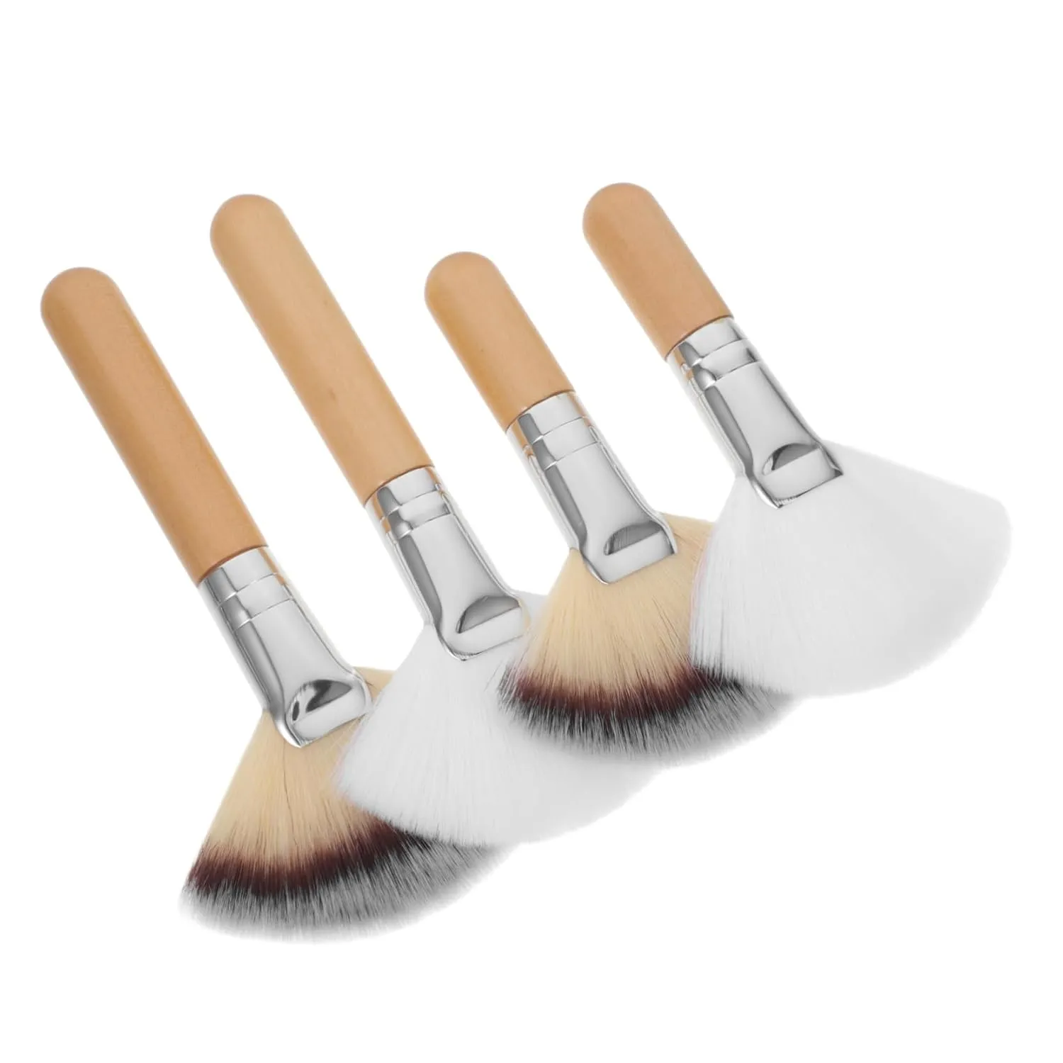 4Pcs Fluffy Fan Makeup Brush Soft Hair for Blending Highlighting for Face Makeup Cheekbones Powder Application Comfortable Long Handles