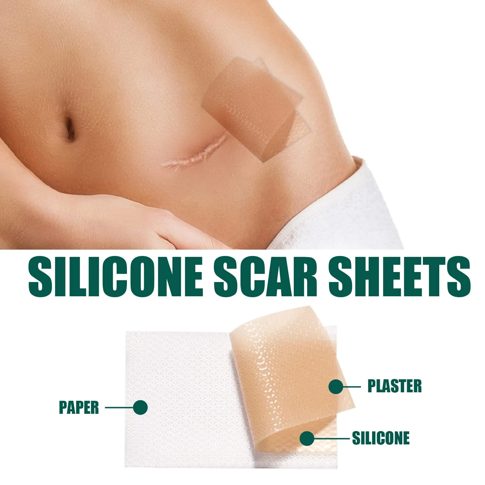 59in Silicone Scar Sheets, Self Adhesion Reusable Scar Removal Gel Tape for C Section, Post Surgery, Burns, Acne