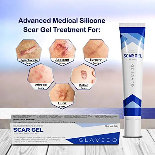Advanced Medical Silicone Scar Gel - Topical Gel for Scar Treatment on Face and Body - Scar Mark Removal of Old and New Scars due to C-Section, Surgery, Injury, Burns, Acne, Stretch Marks