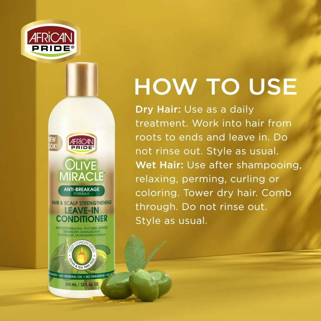 African Pride Olive Miracle Anti-Breakage Hair & Scalp Leave in Conditioner 12Oz