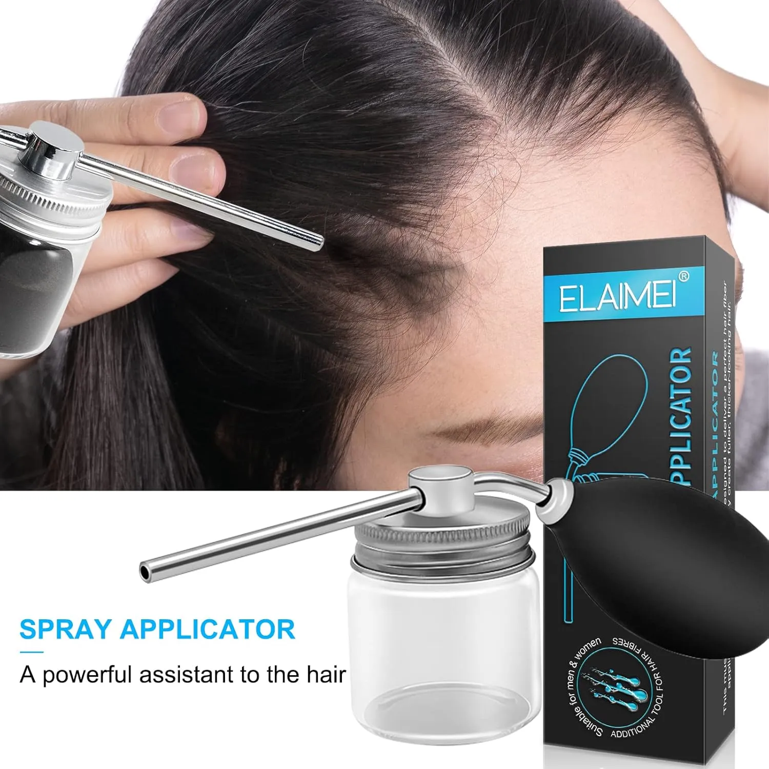 ALIVER Hair Fibers Spray Applicator for Thinning Hair,Portable Powder Spray Bottles,Hair Styling Tools, Nozzle Pump Atomizer for Hair Care,Dry Glitter/Mica Powder Dispenser,Multi-Purpose