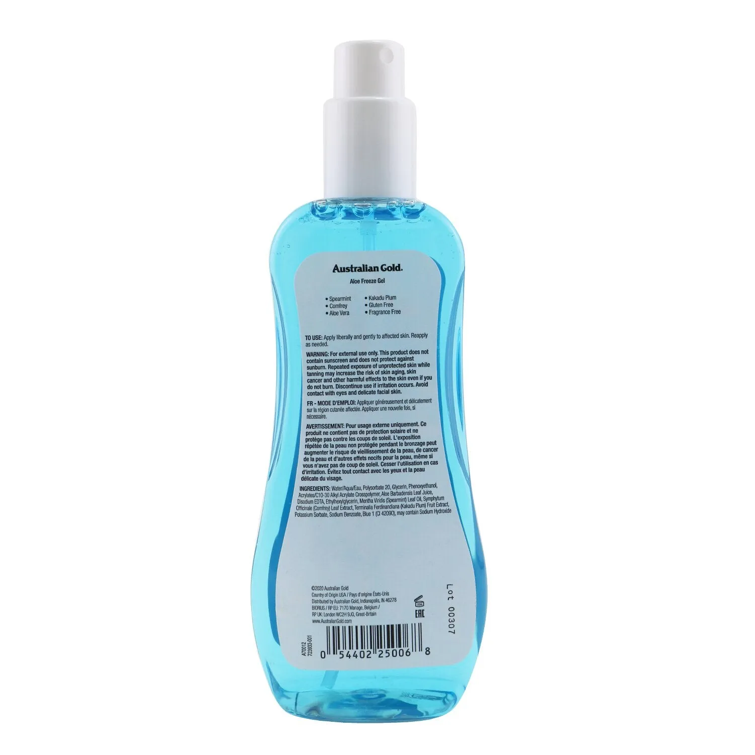 Aloe Freeze Spray Gel with Comfrey and Spearmint Extracts
