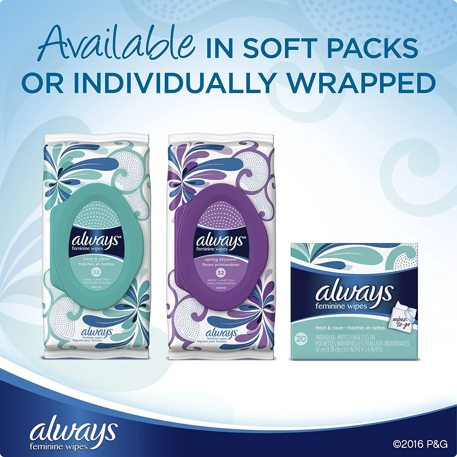 Always Fresh & Clean Feminine Wipes - 32 Count, Pack of 3