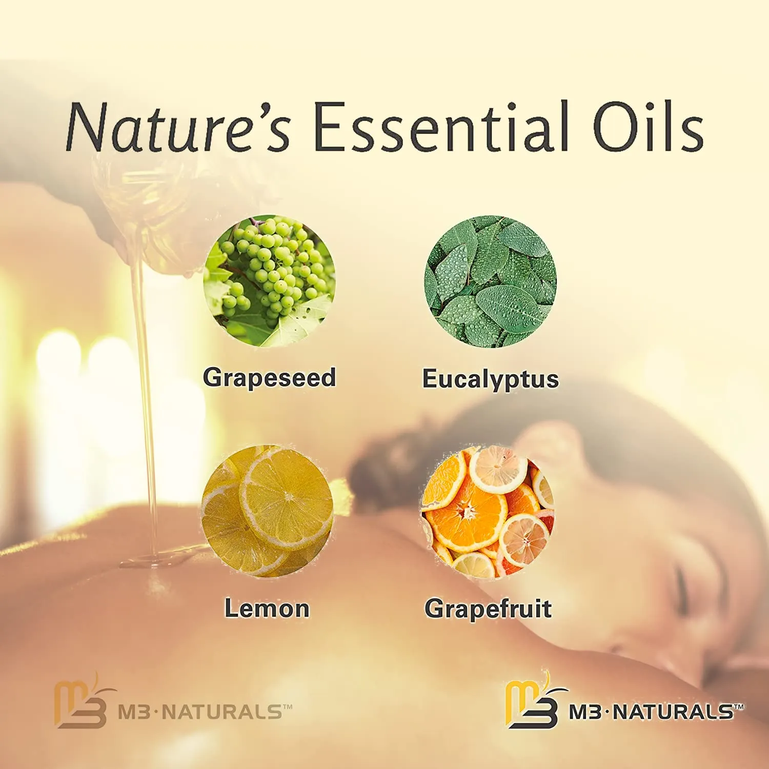 Anti Cellulite Massage Oil and Sore Muscle Body Oil | Massage Oil for Massage Therapy | Collagen and Stem Cell Skin Tightening Cellulite Cream and Massage Lotion for Women 8 Fl Oz by M3 Naturals