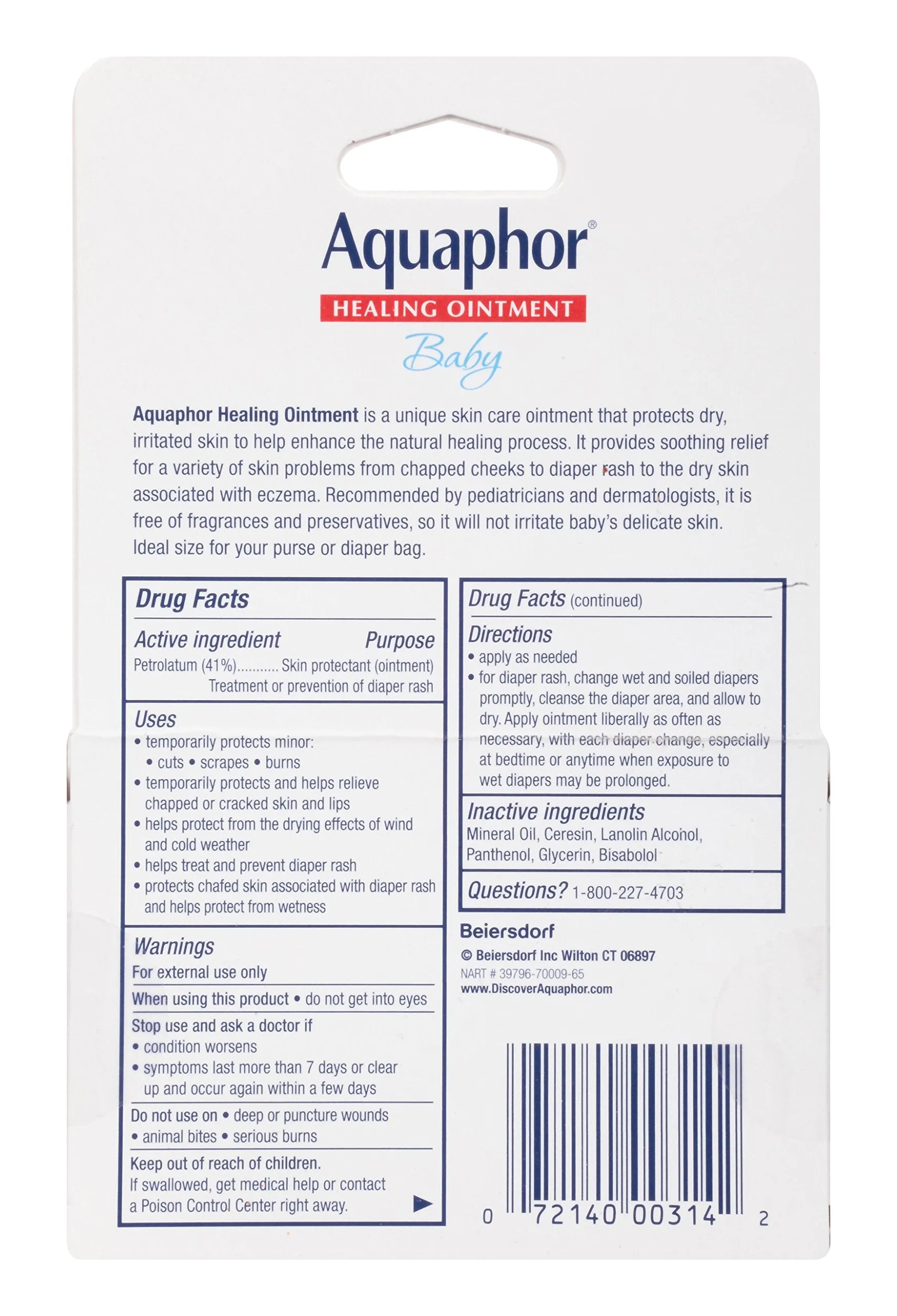 Aquaphor Baby Healing Ointment To-Go Pack - Advanced Therapy for Chapped Cheeks and Diaper Rash - Two .35 oz. Tubes 2 Count (Pack of 1)