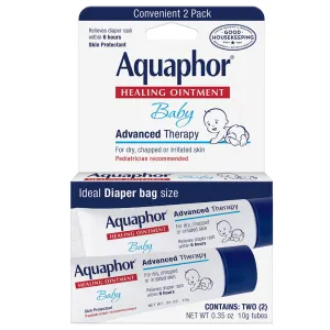 Aquaphor Baby Healing Ointment To-Go Pack - Advanced Therapy for Chapped Cheeks and Diaper Rash - Two .35 oz. Tubes 2 Count (Pack of 1)