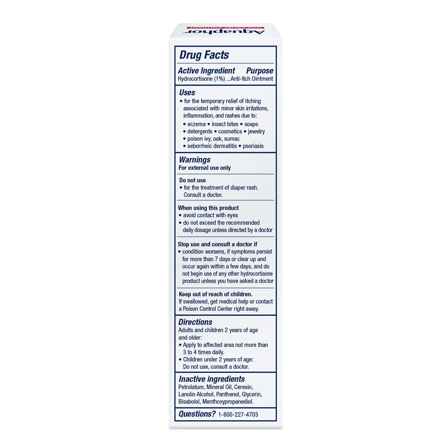 Aquaphor Children's Itch Relief Ointment, 1% Hydrocortisone Anti-Itch Ointment, 1 Oz Tube (Pack of 2)