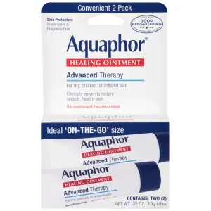 Aquaphor Healing Ointment Advanced Therapy Skin Protectant, Dry Skin Body Moisturizer, 0.35 Oz Tube, Pack of 2