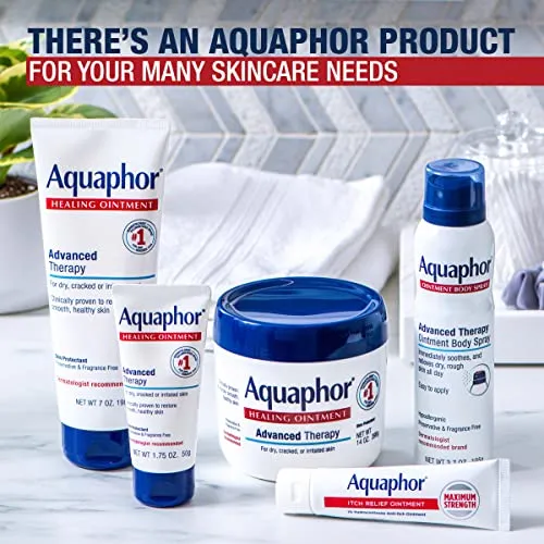 Aquaphor Healing Ointment Skin Care Set, Body Moisturizer for Dry Skin, Minor Cuts and Burns, Dry Cuticles, Cracked Heels, Hands and Lips, Holiday Gifts for Self Care, 14 Oz Jar   1.75 Oz Tube