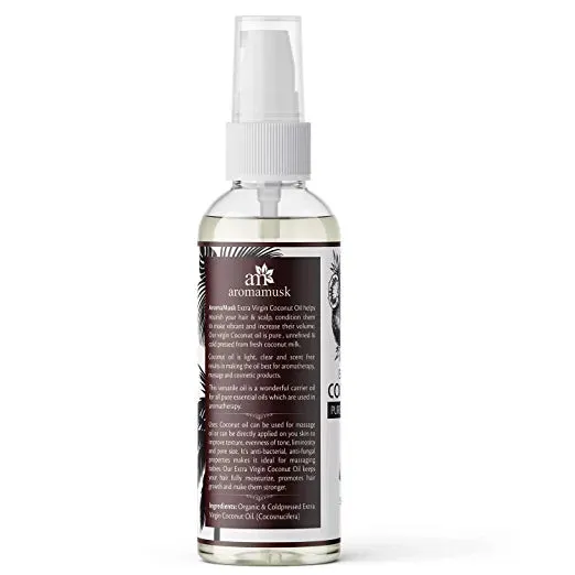 AromaMusk Organic 100% Pure Cold Pressed Extra Virgin Coconut Oil For Hair And Skin, 100ml
