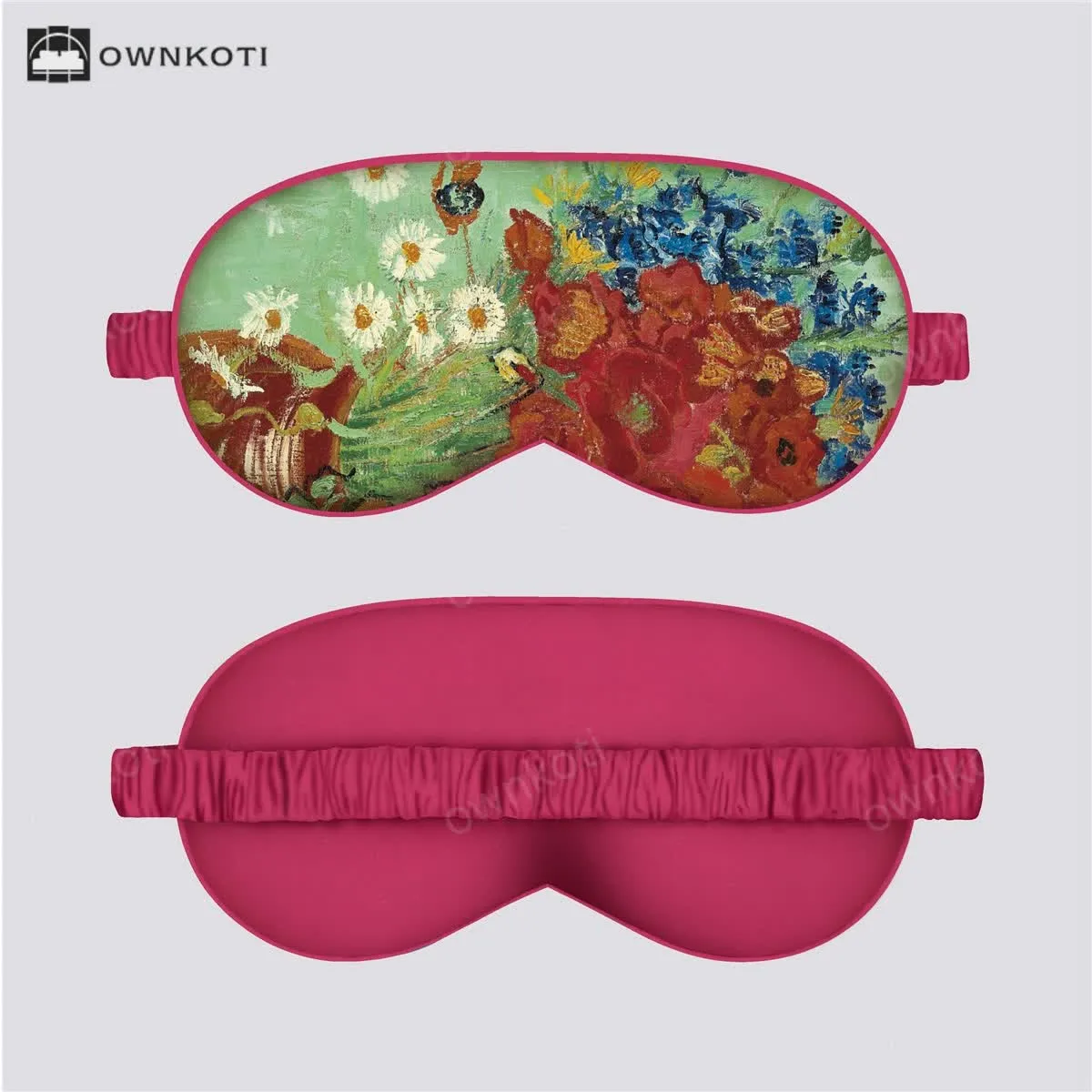 Artistic Floral Botanical Print Silk Satin Eye Mask