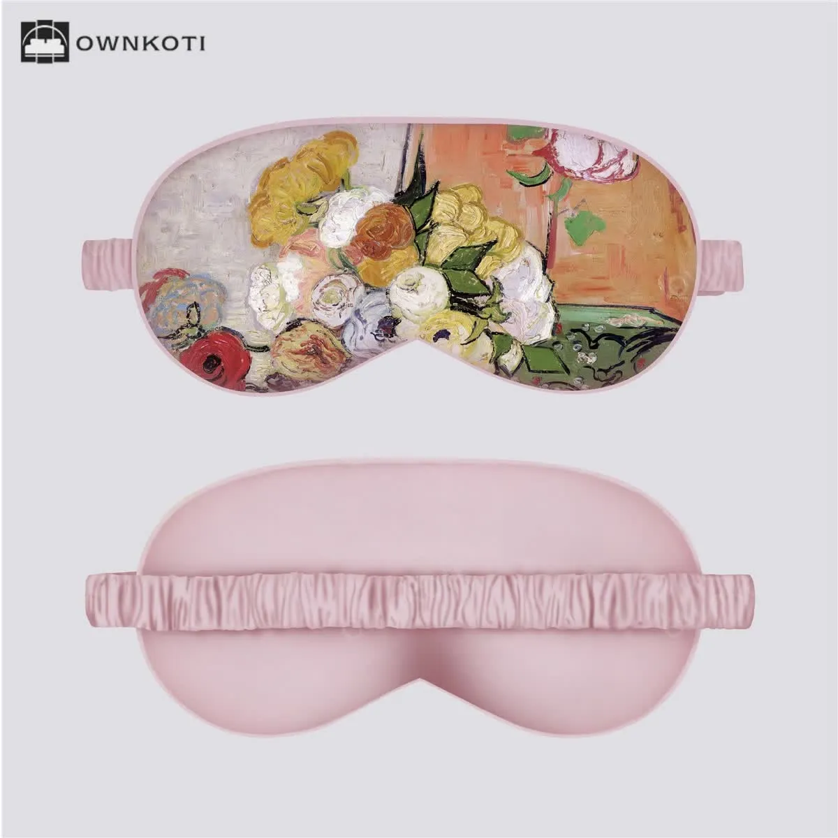 Artistic Floral Botanical Print Silk Satin Eye Mask