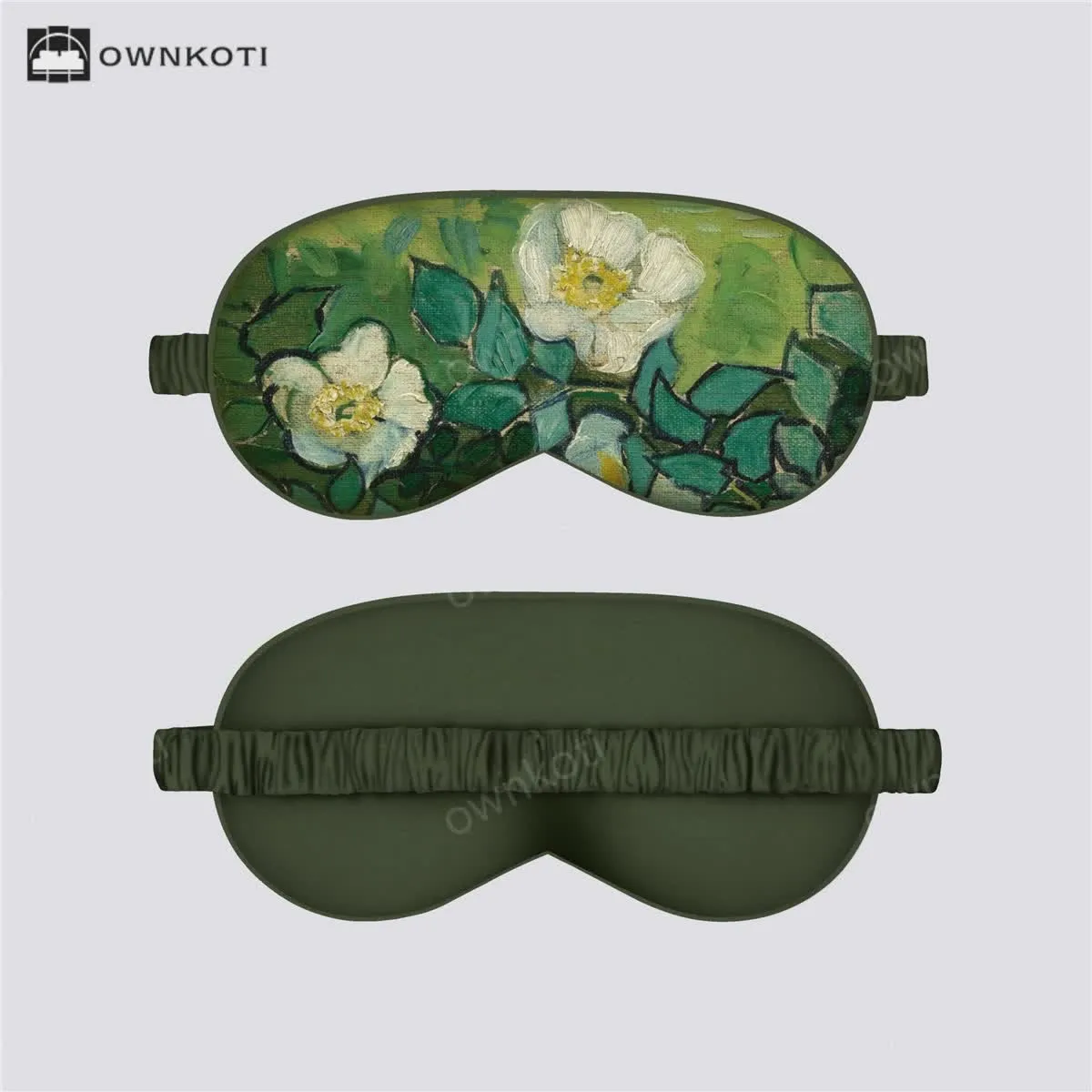 Artistic Floral Botanical Print Silk Satin Eye Mask