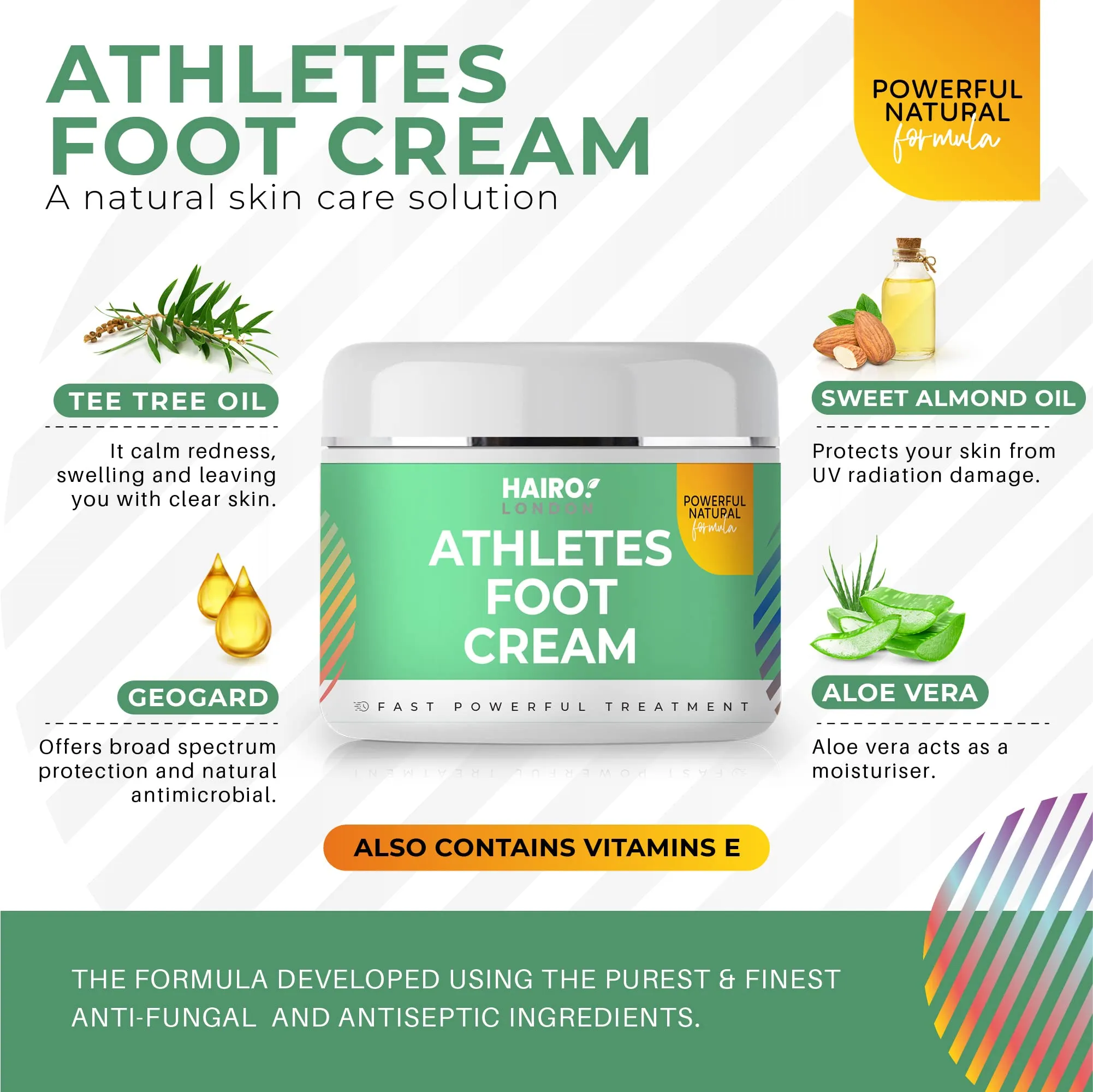 Athletes Foot Treatment | Athletes Foot Cream Extra Strong - Skin Hero | Anti-fungal Foot Treatment | Cooling Anti-fungal Cream for Feet 50g