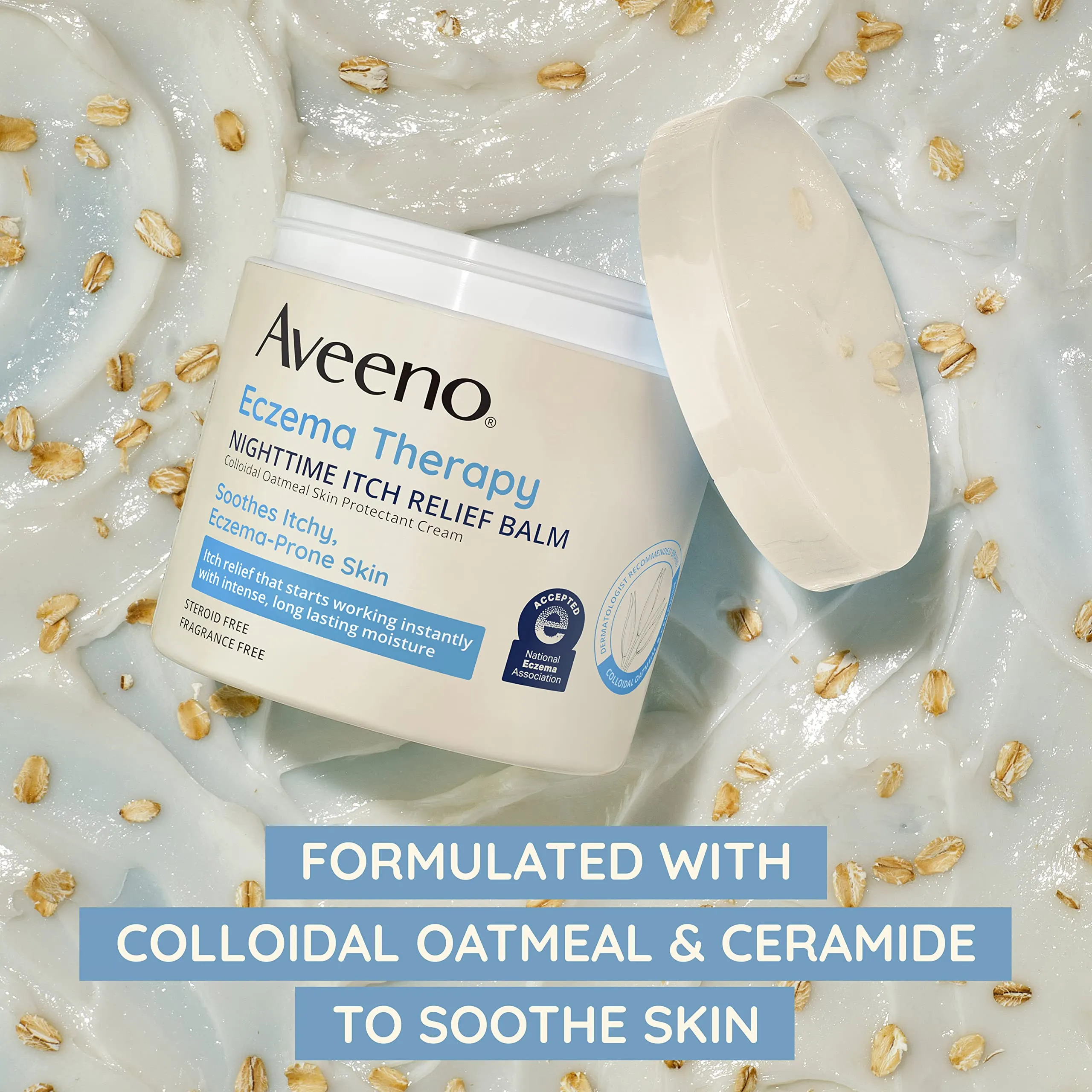 Aveeno Eczema Therapy Itch Relief Balm with Colloidal Oatmeal & Ceramide for Dry Itchy Skin, Non-Greasy, Steroid-, Fragrance- & Paraben-Free Moisturizing Skin Protectant Cream, 11 oz Unscented 11 Ounce (Pack of 1)