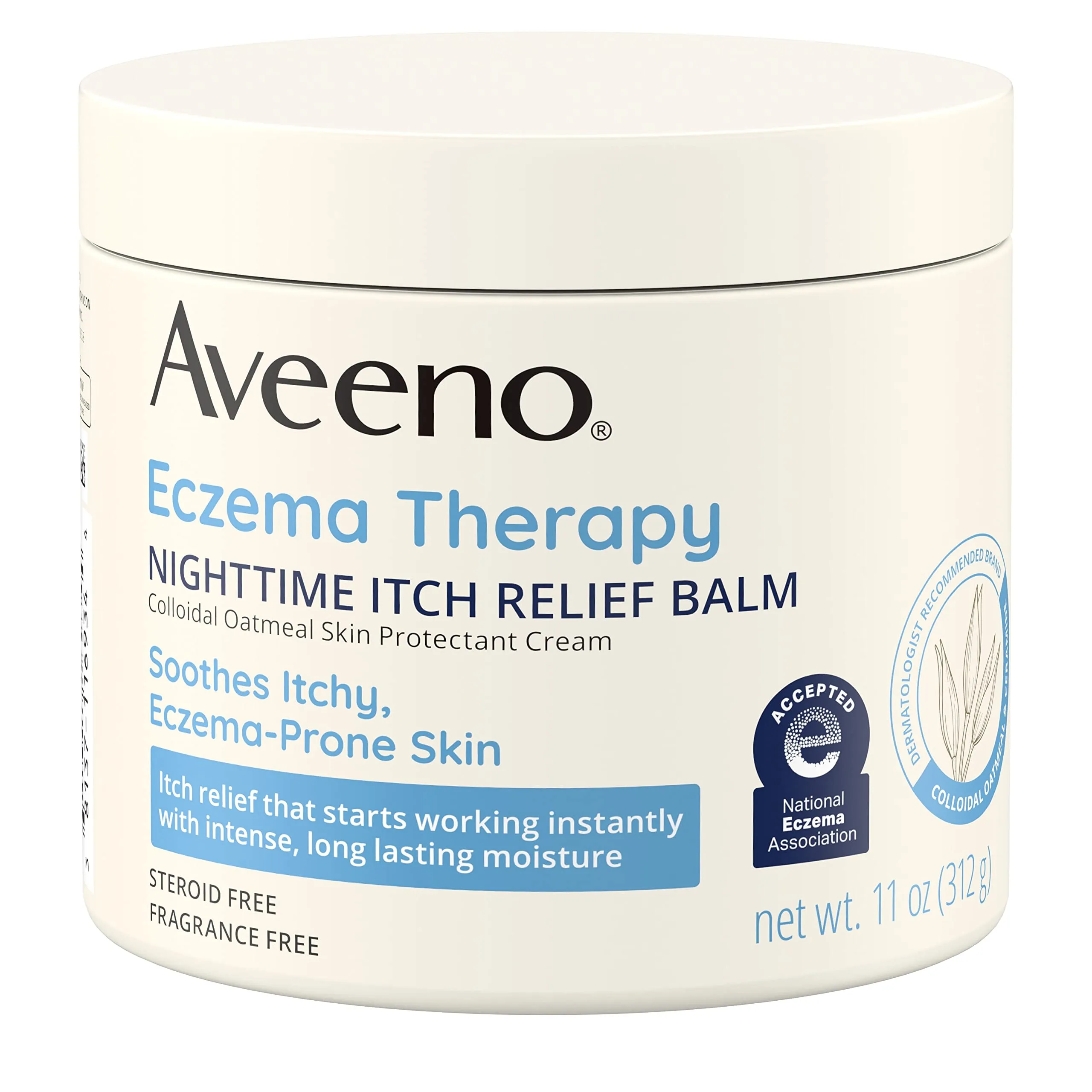 Aveeno Eczema Therapy Itch Relief Balm with Colloidal Oatmeal & Ceramide for Dry Itchy Skin, Non-Greasy, Steroid-, Fragrance- & Paraben-Free Moisturizing Skin Protectant Cream, 11 oz Unscented 11 Ounce (Pack of 1)