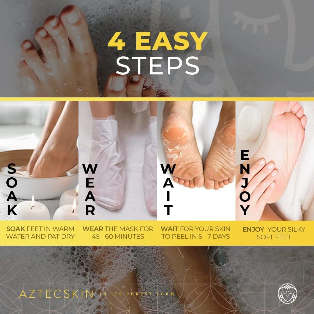 Aztecskin - Foot Peel Mask - Perfect For Callus, Cracked Heel And Hard Skin - Foot Mask For Exfoliating, Moisturising Treatment For Baby Soft Feet
