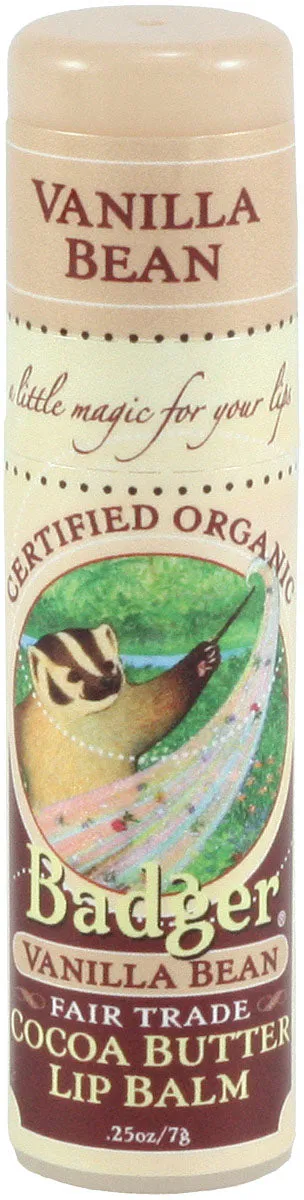 Badger Badger Vanilla Bean Cocoa Lip Balm with Cocoa Butter - Nourishing Lip Care