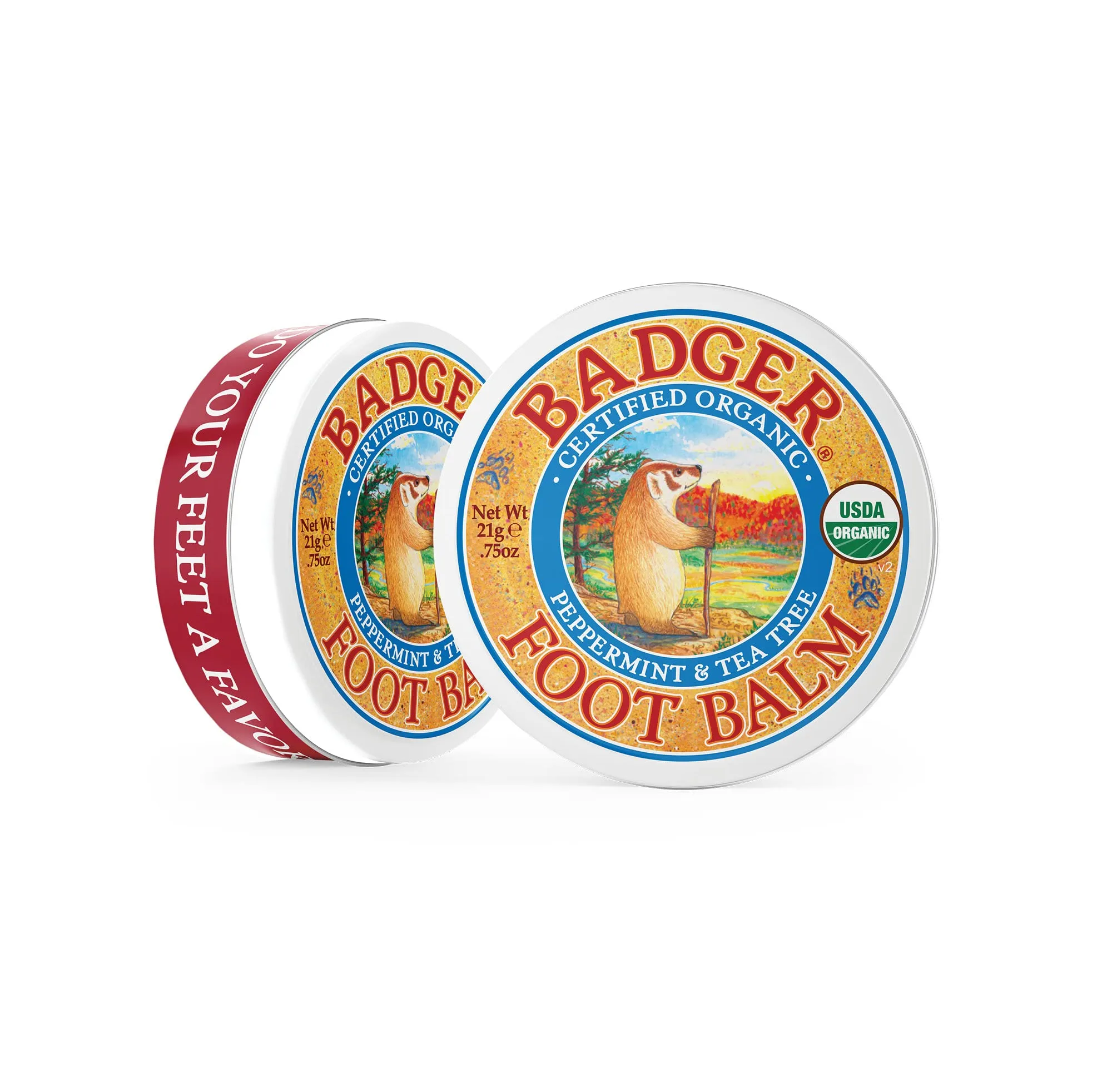 Badger Foot Balm Organic Tea Tree & Olive Oil Foot Care for Dry Cracked Heels Cracked Heel Repair for Dry Cracked Feet Foot Cream Heel Balm 0.75 oz