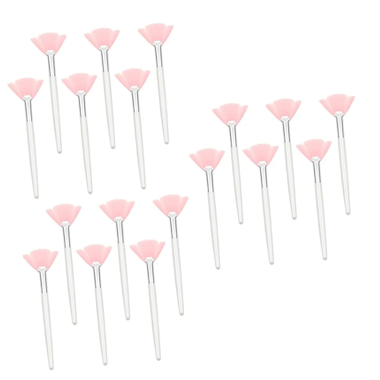 balacoo 18pcs Fan Makeup Brush Long Handle Facial Applicators Soft Hair Brushes for Powder Foundation Blending Tools for Women Makeup